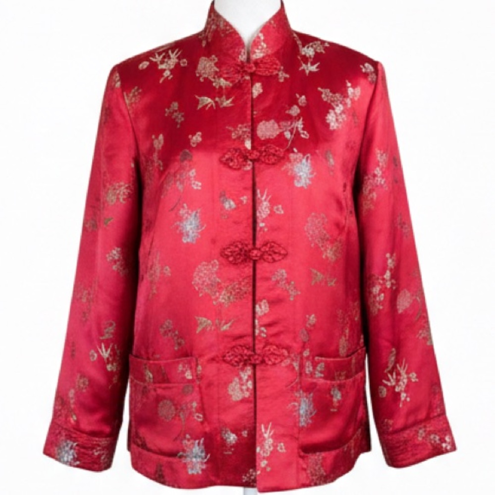 Vintage Reversible Red/Gold Quilted Asian Jacket